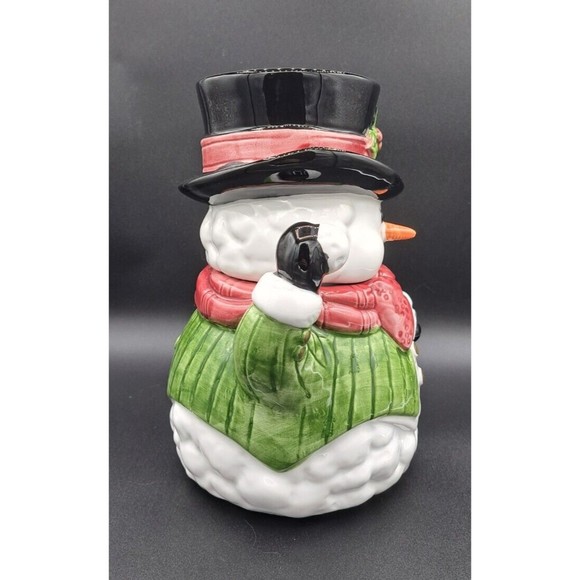 Vtg Fitz & Floyd (Omnibus Division) Snow Gentleman Cookie Jar - Picture 5 of 8